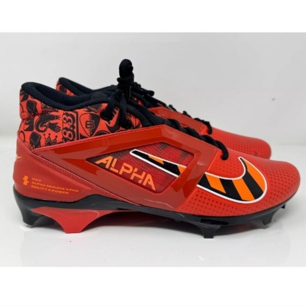NEW Nike Alpha Menace 4 Shark NRG Orange Mens Size 12 Football Cleats FQ4536 600 - Picture 4 of 4